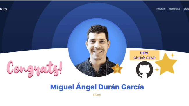 Miguel Ángel Durán es nombrado nuevo GitHub Star. ¡Enhorabuena!