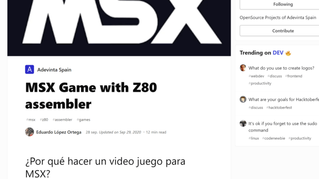 MSX Game with Z80 assembler